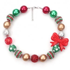 Red Bowknot Decorated Christmas Fashion Toddler Necklace