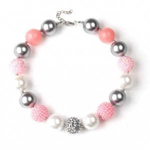 Mingled Beads Pinky Fashion Toddler Necklace and Bracelet Jewelry Set
