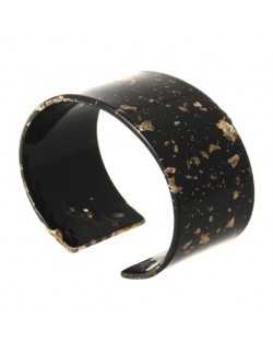 Abstract Pattern Open-end Design Resin Women Bangle - Black