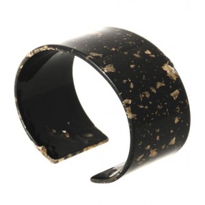Abstract Pattern Open-end Design Resin Women Bangle - Black