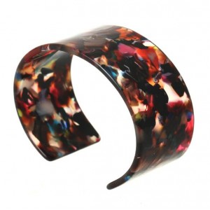 Abstract Pattern Open-end Design Resin Women Bangle - Reddish Colorful