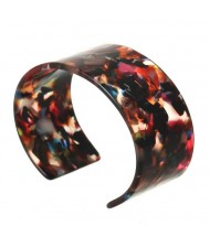 Abstract Pattern Open-end Design Resin Women Bangle - Reddish Colorful