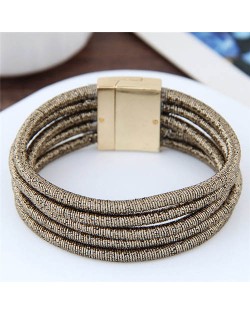 Magnetic Buckle Multi-layer Rope Fashion Women Bracelet - Brown