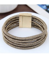 Magnetic Buckle Multi-layer Rope Fashion Women Bracelet - Brown