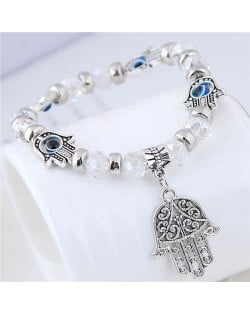 Magic Hands Theme Beads Fashion Women Costume Bracelet - White