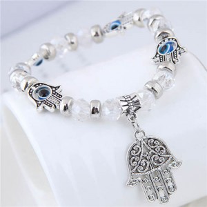 Magic Hands Theme Beads Fashion Women Costume Bracelet - White