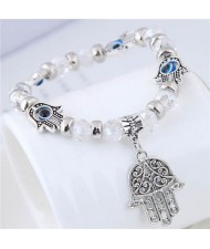 Magic Hands Theme Beads Fashion Women Costume Bracelet - White