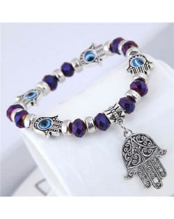 Magic Hands Theme Beads Fashion Women Costume Bracelet - Purple