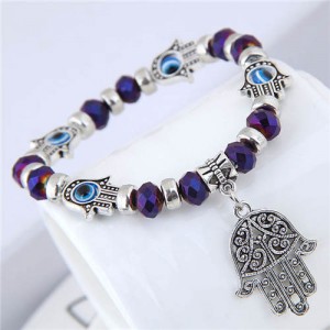 Magic Hands Theme Beads Fashion Women Costume Bracelet - Purple