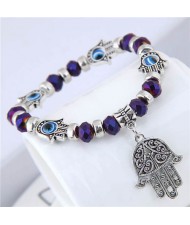 Magic Hands Theme Beads Fashion Women Costume Bracelet - Purple