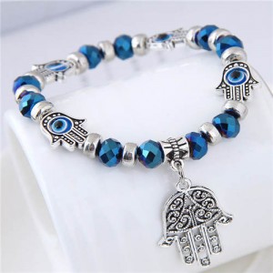 Magic Hands Theme Beads Fashion Women Costume Bracelet - Blue