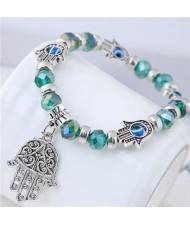 Magic Hands Theme Beads Fashion Women Costume Bracelet - Green