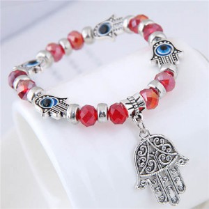 Magic Hands Theme Beads Fashion Women Costume Bracelet - Red