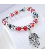 Magic Hands Theme Beads Fashion Women Costume Bracelet - Red