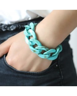 Acrylic Chain Fashion Women Costume Bracelet - Teal