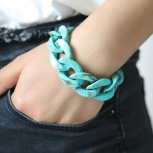 Acrylic Chain Fashion Women Costume Bracelet - Teal