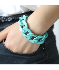 Acrylic Chain Fashion Women Costume Bracelet - Teal