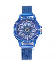 8 Colors Available Hollow Floral Pattern Rotating Index Design Fashion Wrist Watch