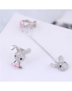 Rhinestone Rabbit Fashion Asymmetric Korean Fashion Women Earrings