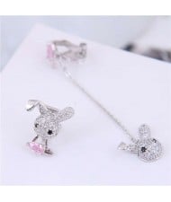 Rhinestone Rabbit Fashion Asymmetric Korean Fashion Women Earrings