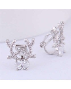 Deer Fashion Delicate Cubic Zirconia Women Fashion Earrings - Silver