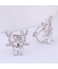 Deer Fashion Delicate Cubic Zirconia Women Fashion Earrings - Silver