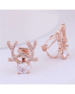 Deer Fashion Delicate Cubic Zirconia Women Fashion Earrings - Golden
