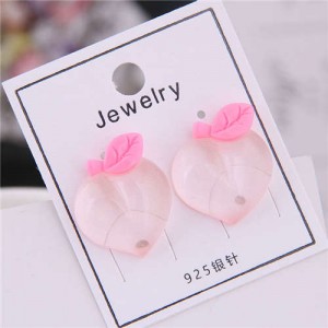Acrylic Peach Design High Fashion Women Earrings - Pink