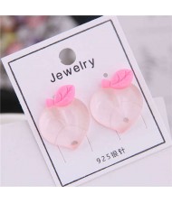 Acrylic Peach Design High Fashion Women Earrings - Pink