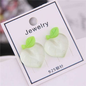 Acrylic Peach Design High Fashion Women Earrings - Green