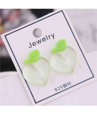 Acrylic Peach Design High Fashion Women Earrings - Green