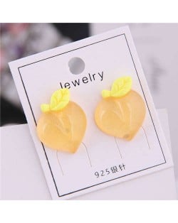 Acrylic Peach Design High Fashion Women Earrings - Yellow