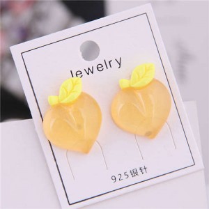 Acrylic Peach Design High Fashion Women Earrings - Yellow