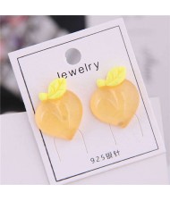 Acrylic Peach Design High Fashion Women Earrings - Yellow