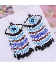 Bohemian Fashion Mini-beads Eye Design Women Tassel Earrings - Black