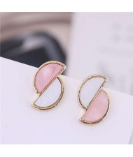 Contrast Color Crescents Combo Design Women Fashion Earrings - Pink