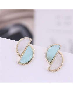 Contrast Color Crescents Combo Design Women Fashion Earrings - Teal