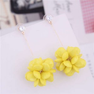 Solid Color Acrylic Flower Ball Dangling Fashion Women Earrings - Yellow