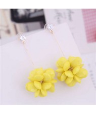 Solid Color Acrylic Flower Ball Dangling Fashion Women Earrings - Yellow