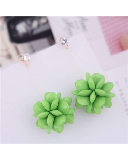 Solid Color Acrylic Flower Ball Dangling Fashion Women Earrings - Green