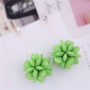Solid Color Acrylic Flower Ball Dangling Fashion Women Earrings - Green