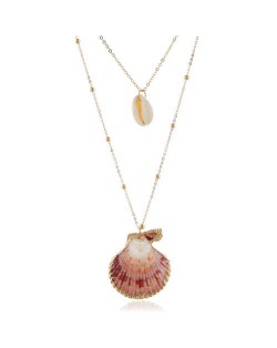 Beach Fashion Seashell Pendants Two Layers Women Costume Necklace