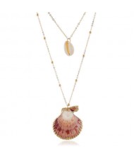 Beach Fashion Seashell Pendants Two Layers Women Costume Necklace