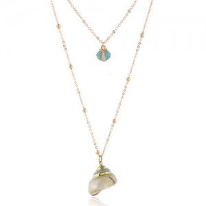 Conch and Seashell Two Layers Women Fashion Necklace