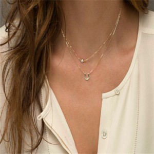 Simple Design U Letter Double Layer Woman Necklace