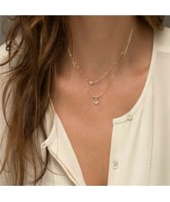 Simple Design U Letter Double Layer Woman Necklace