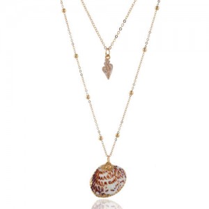 Seashell and Conch Pendant Design Dual Layers Women Fashion Necklace