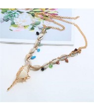 Conch Pendant Seashell Chain Design High Fashion Women Costume Necklace - White