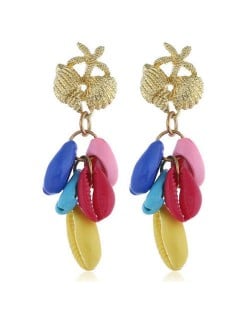 Natural Seashell Tassel Design High Fashion Women Statement Earrings - Multicolor