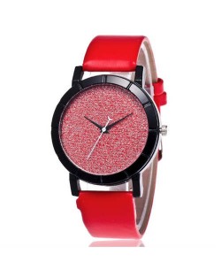 5 Colors Available Starry Sky Index Design Leather Wrist Fashion Watch